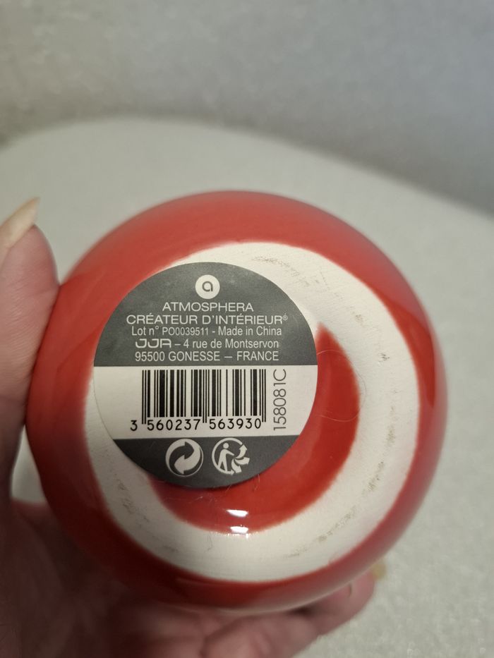 Jolie pomme réaliste céramique rouge Atmosphéra diamètre 9 cm pour décoration très bon état - photo numéro 6