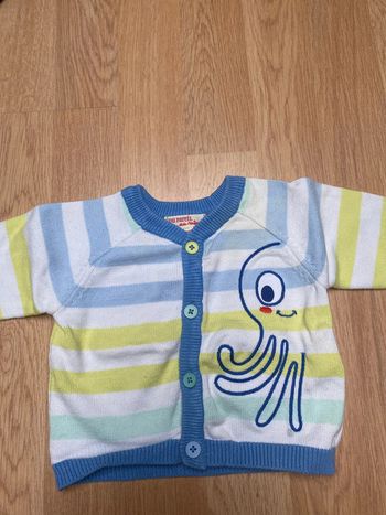 Gilet rayé bleu, jaune, vert