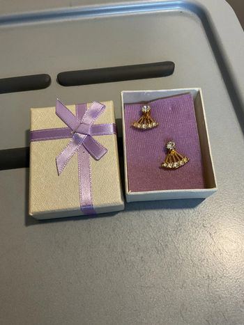 Boucles d’oreilles deux en un plaqué or et clous et éventails cristaux vintage 70s SP