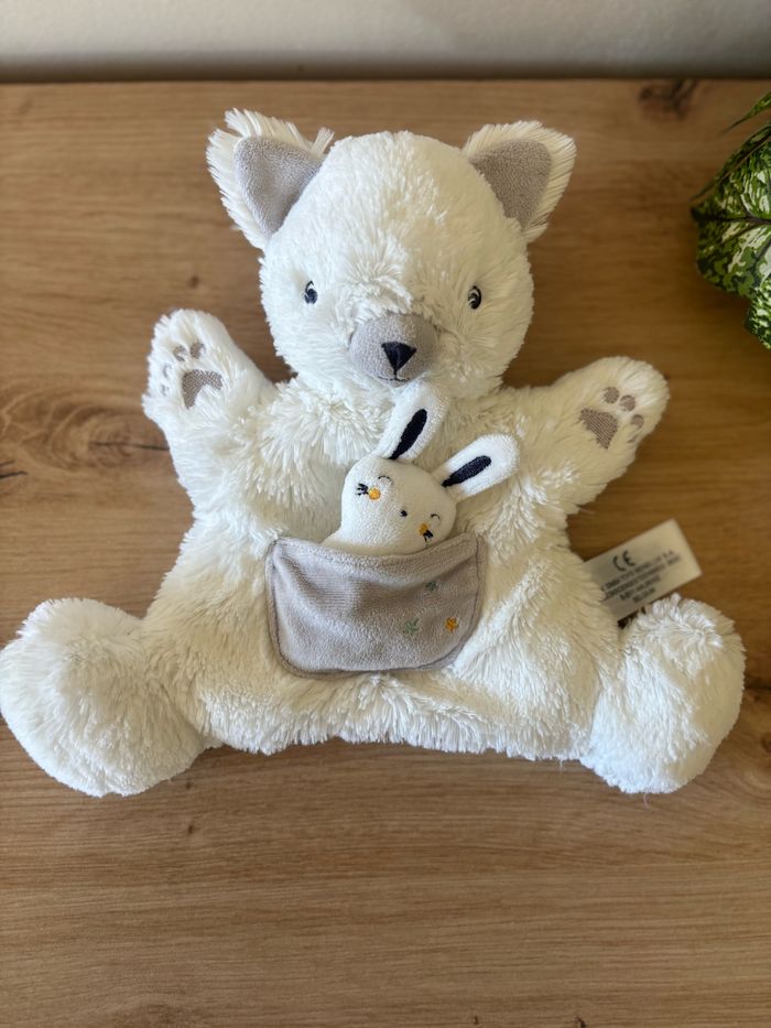 Doudou marionnette chat renard blanc poche lapin simba toys - photo numéro 2
