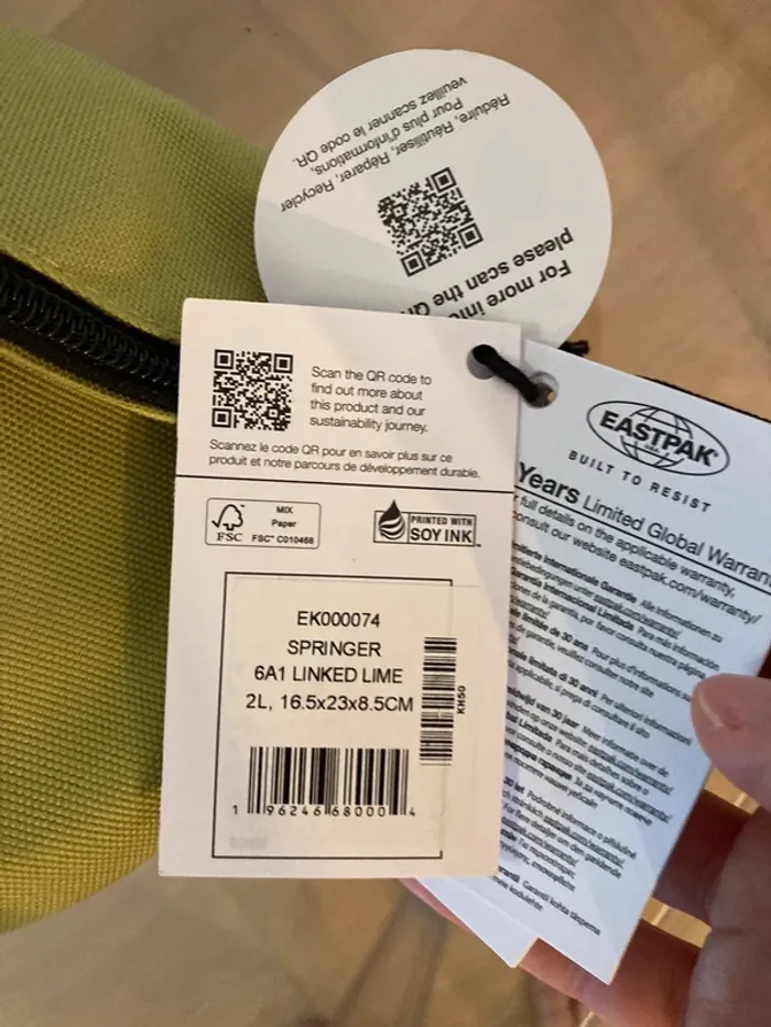 Eastpak sac banane springer jaune vert neuf - photo numéro 3