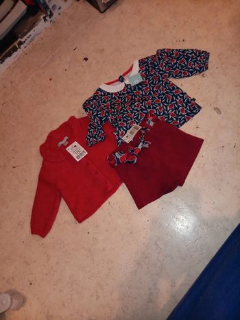 Ensemble 3 pièces obaibi Rose pas rouge 3 mois neuf pas de vinted go