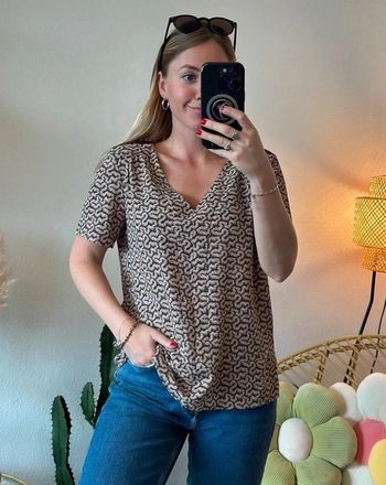 Top à manches courtes à motifs et sequins, taille 40 - One Step