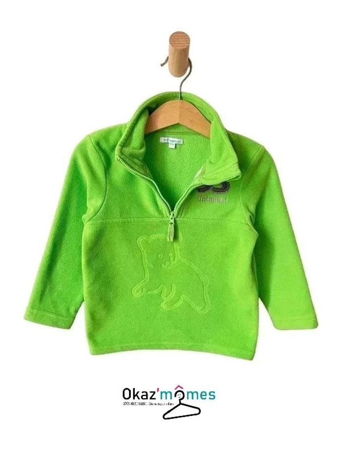 Sweat polaire vert fluo à ouverture zippée - Premaman 23 mois (86cm) - photo numéro 2