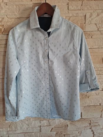 Chemise femme bleu ciel motifs pois by one tbe S-M
