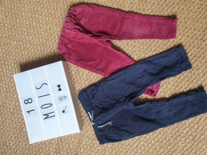 Lot 2 pantalons en velours côtelé fille