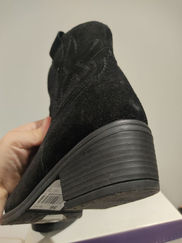 Bottines noires daim style cowboy - photo numéro 4