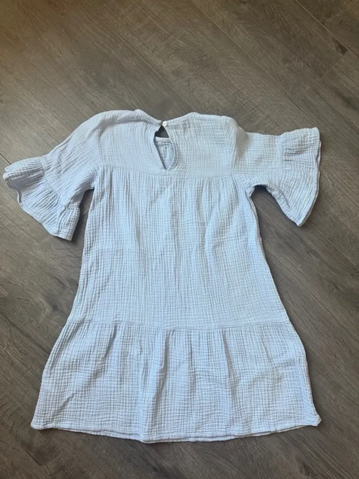 Superbe robe bleu en coton style année 70 - photo numéro 7