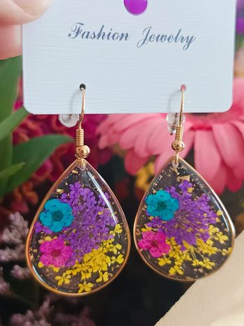 Boucles d'oreilles résine fleurs