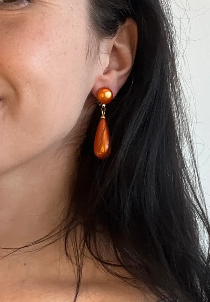 Boucles d’oreilles vintage années 80 oranges