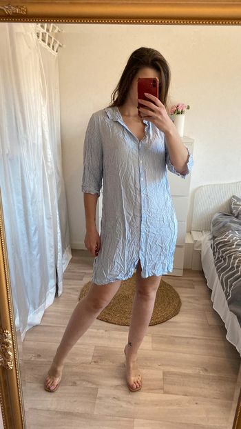 Robe chemise à rayures manche courte