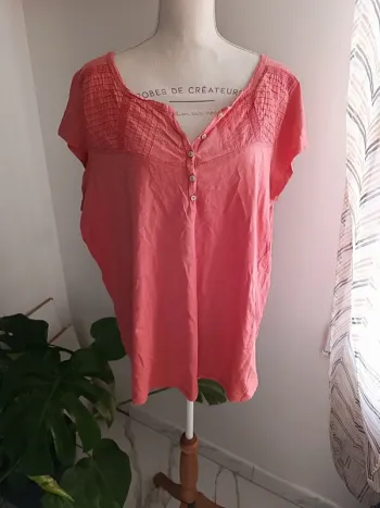 🎀jolie t-shirt orange rose Corail taille xl très bon état c&a  🎀