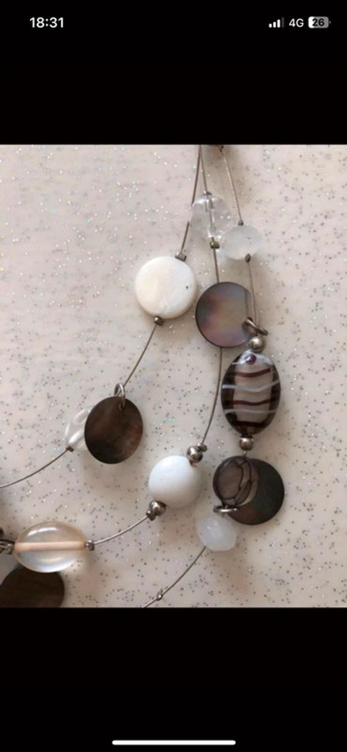 Collier 3 rangs fantaisie - photo numéro 7