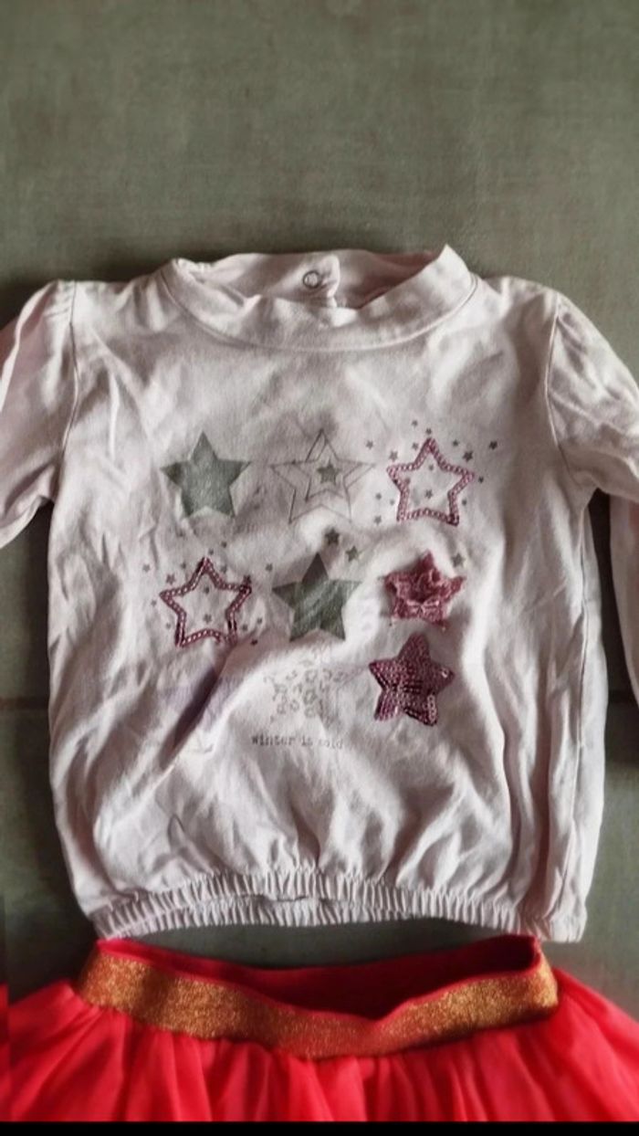 Tee shirt et jupe taille 12 mois fille - photo numéro 4