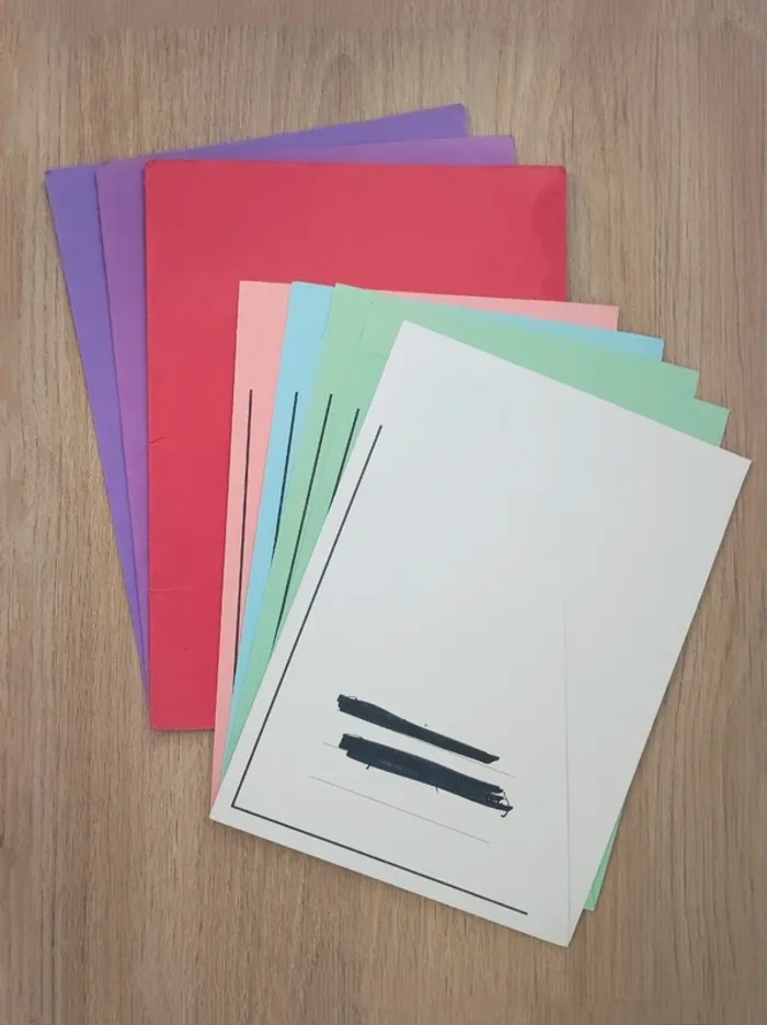Lot 8 pochettes chemises de classement carton couleur - 24×32cm / A4