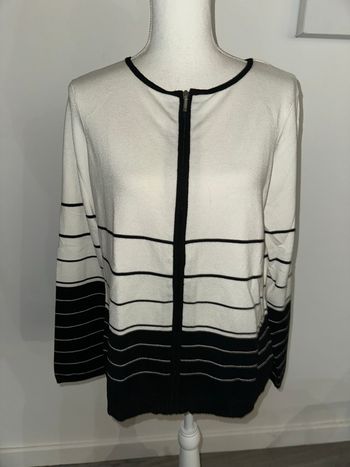 Cardigan marinière noir et blanc Anne Weyburn T38/40 M/L