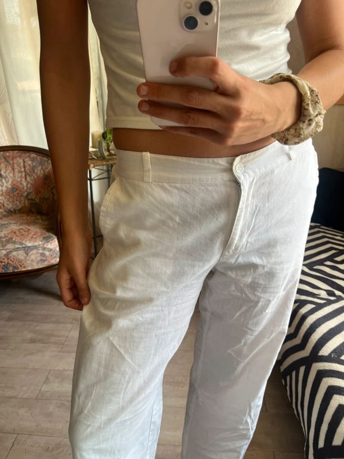 Pantalon taille basse lin vintage bohème y2k 2000yer - photo numéro 4