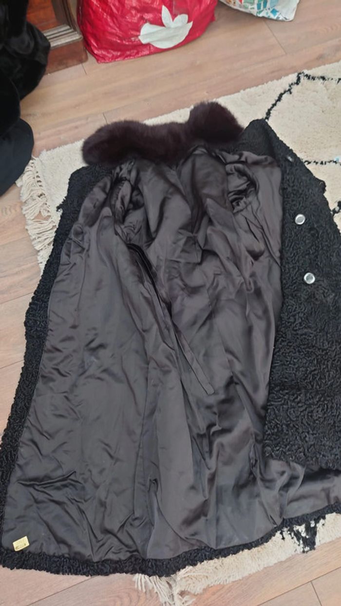 Manteau long col fourrure vintage t 46 48 - photo numéro 3