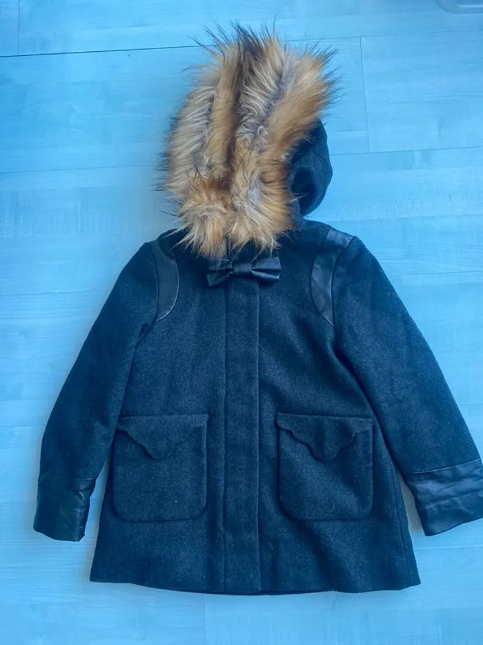 Manteau duffle-coat gris anthracite fille marese 4 ans