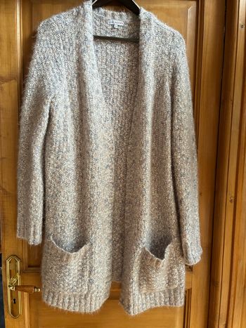 Gilet long chiné rose 