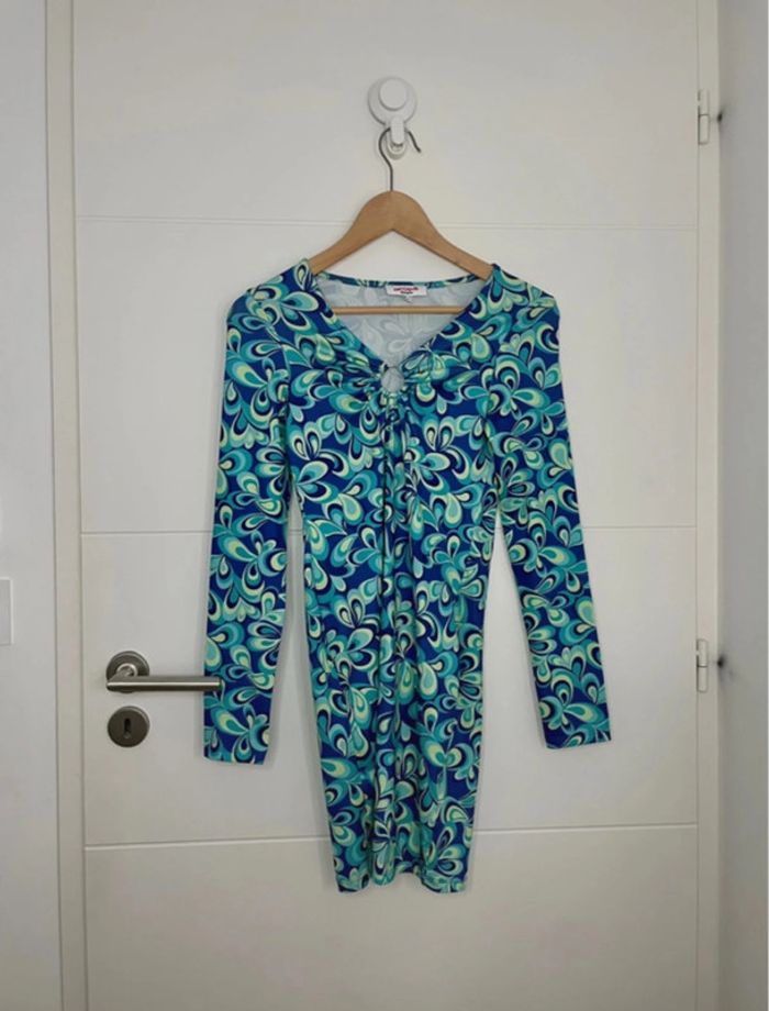 Robe moulante bleu mi longues - photo numéro 3