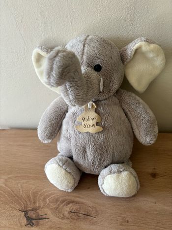 Doudou éléphant boule gris écru histoire d ours