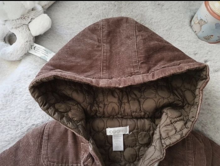 Manteau à capuche en velours marron Obaïbi 12 mois - photo numéro 5
