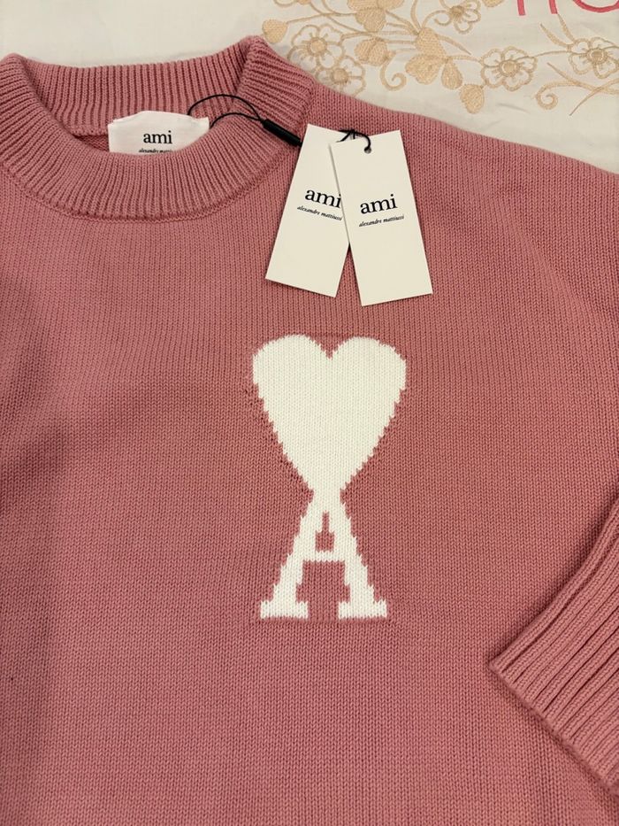 Pull AMI Paris Rose Taille S - photo numéro 3