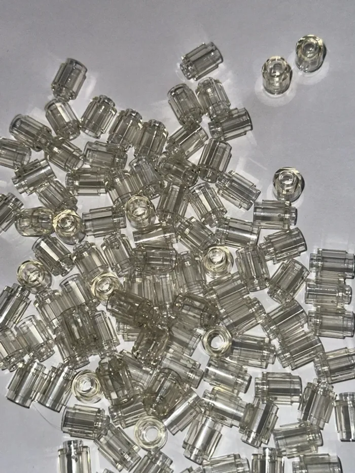 100 Brick Lego round 1x1 ref 3062 Trans clear - photo numéro 3