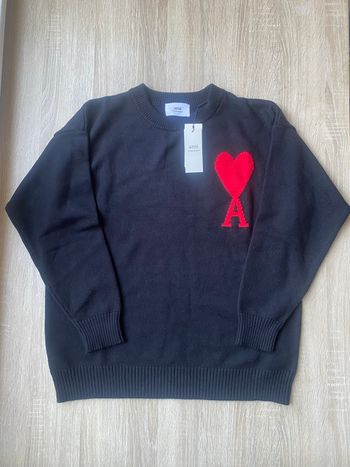 pull ami paris de coeur noir, laine, neuf avec étiquette