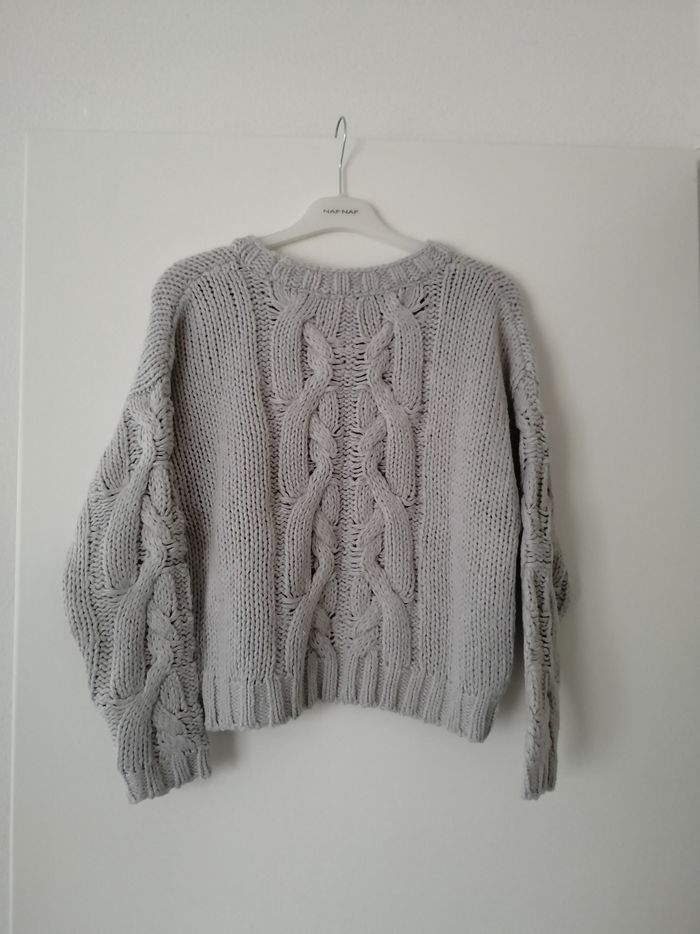 Gros pull en maille gris clair H&M taille S - photo numéro 4