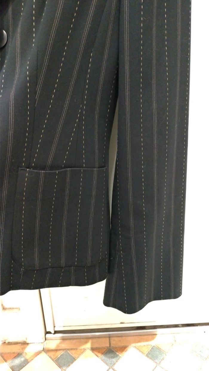 Blazer Veste tailleur noire rayures et pointillés - photo numéro 3