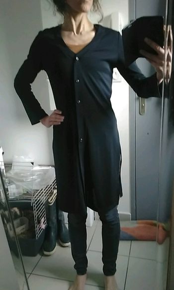 Gilet long noir femme taille M   11