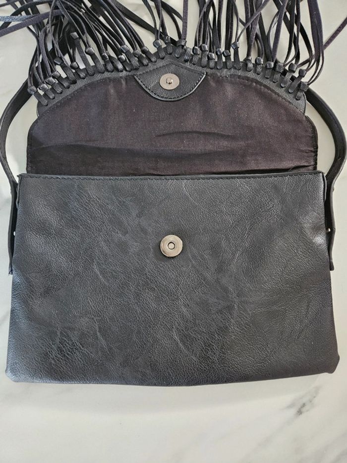 Sacoche à franges cuir noir - photo numéro 5
