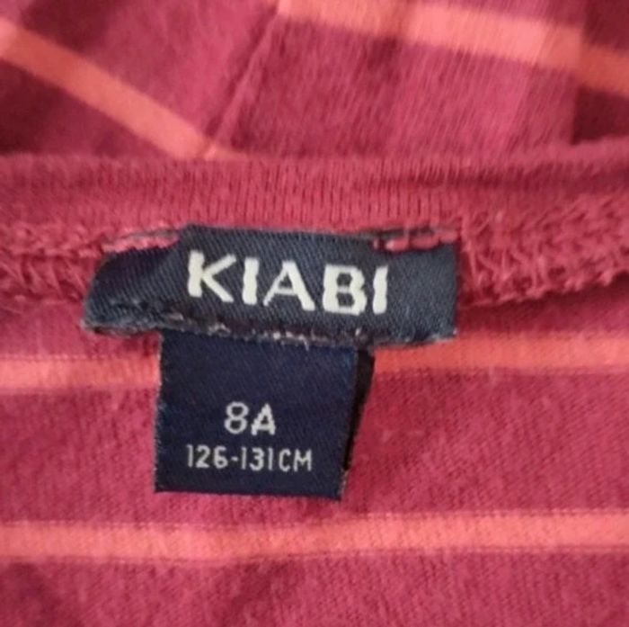 Tee-shirt manches longues à rayures bordeaux et corail Kiabi taille 8 ans - photo numéro 3