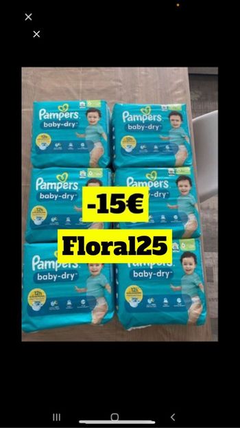 Six paquets de couches pampers baby dry taille 6