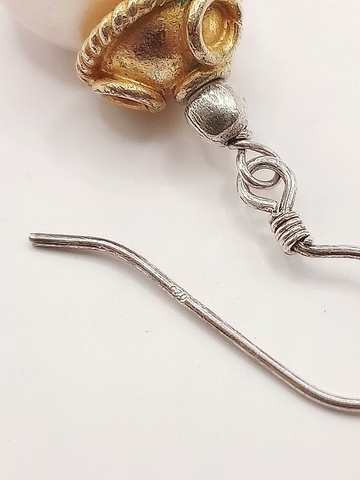 Orecchini artigianali argento dorato color oro perla fiume acqua dolce - photo numéro 7