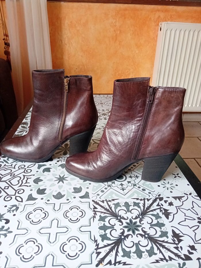 Bottines cuir marron