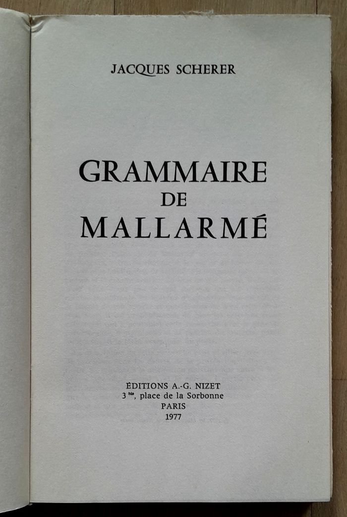 Jacques Scherer - Grammaire de Mallarmé - photo numéro 4