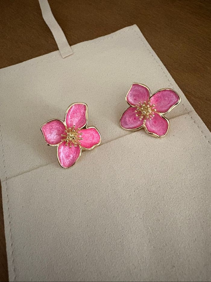 Boucles d’oreilles fleur rose et doré Zara