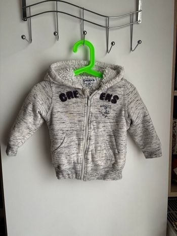 Veste à capuche chaude  polaire moumoute gris creeks bébé garçon 24 mois