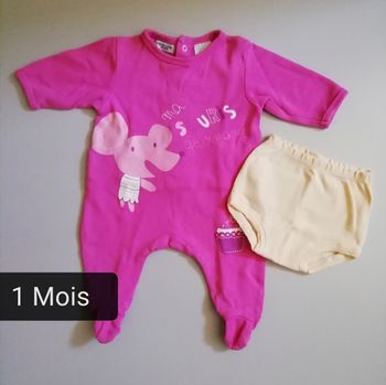 Pyjama en coton + bloomer - 1 MOIS