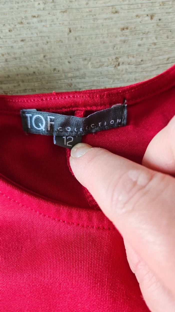 Robe courte rouge à manches courtes, classique, TQF Collection, 12 ans, nickel - photo numéro 5