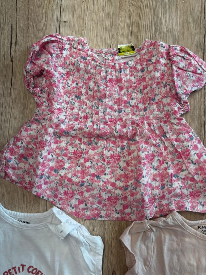 Lot t-shirt bébé fille 6mois - photo numéro 4
