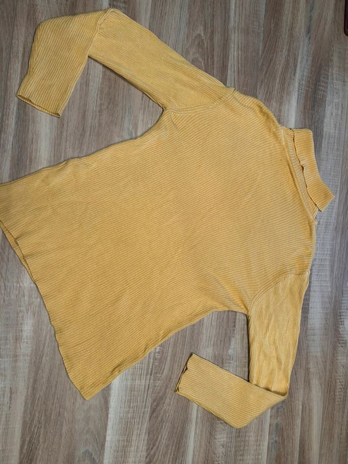 Pull col roulé femme jaune Coton - photo numéro 4