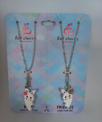 Lot 2 colliers bff Best friends forever meilleures amies copines lapin