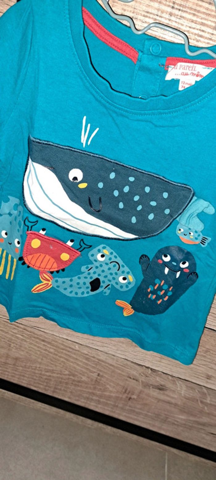 Tee-shirt bleu Du Pareil au Même 12 mois - photo numéro 2