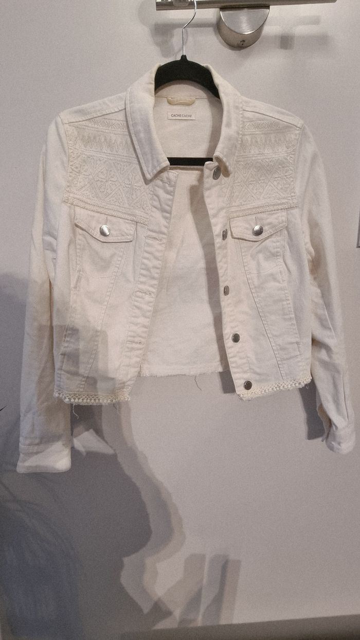 Veste en jean Cache-Cache crème taille XS - photo numéro 2