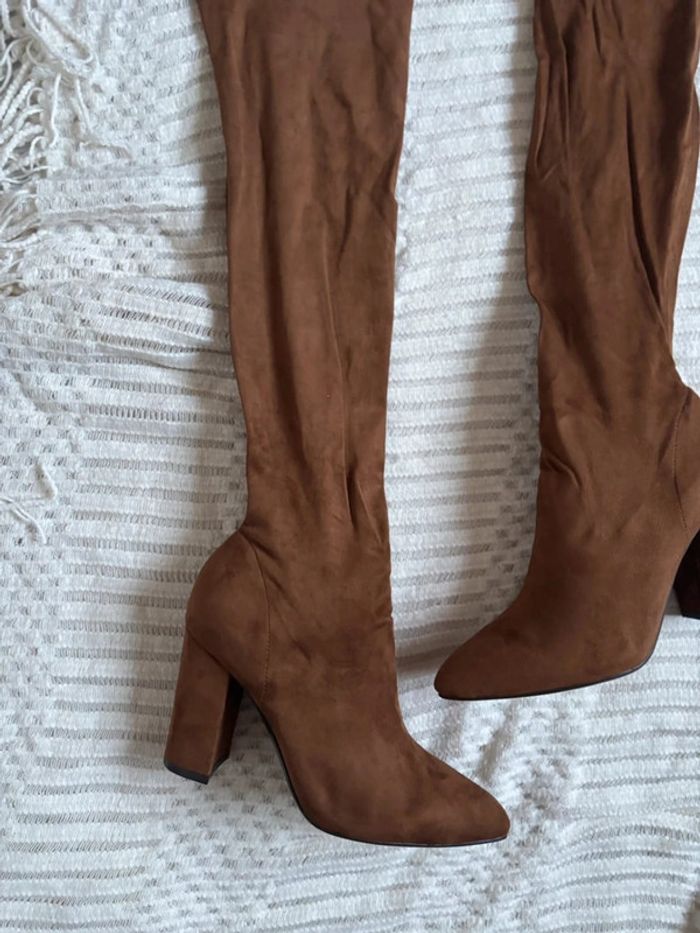 Cuissardes femme en daim marron bouts pointus taille 38 - photo numéro 2