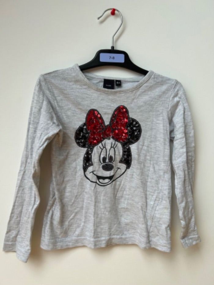 T-shirt manches longues broderie à sequins Minnie Mouse 4 ans